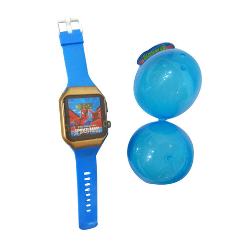 Spiderman - Digital Kids Watch with Blue Plastic Egg Container