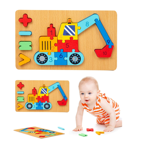 Small Wooden Puzzle Board for Kids, 8.25 x 4 inches