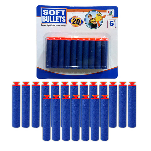 Soft Dart Stick-On Foam Refill Bullets - Blue, 20 pcs