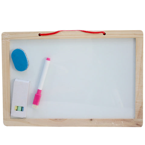 3 in 1 wooden black and white board with magnetic alphabets - small size